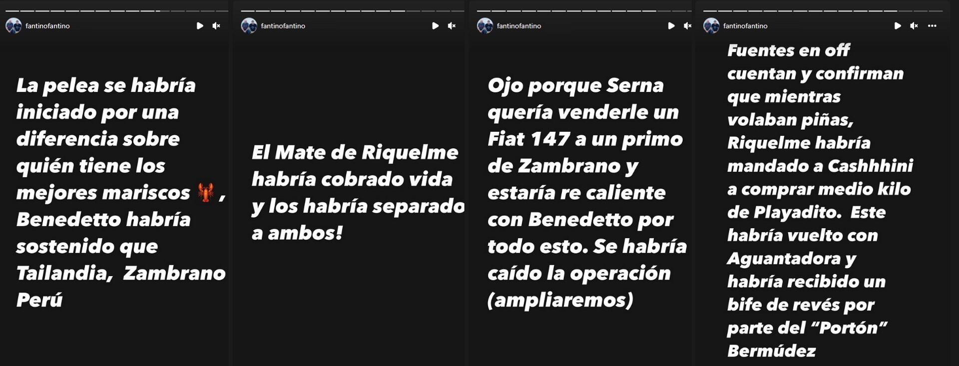 La recreación de Fantino sobre la pelea entre Benedetto y Zambrano