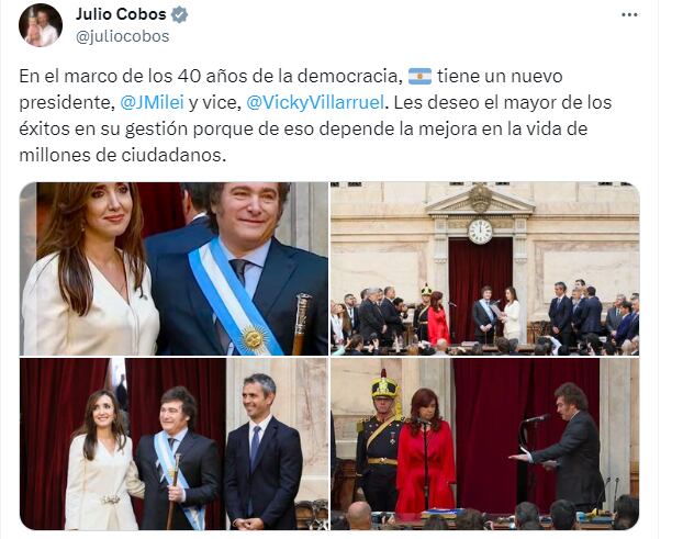 El mensaje del diputado nacional Julio Cobos luego de la asunción de Javier Milei.