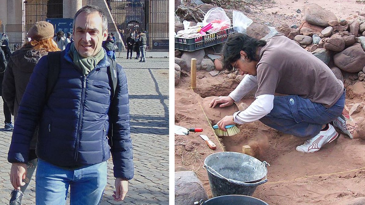 Guillermo y Sergio, los dos arqueólogos de CONICET que conforman el equipo internacional de investigación. Foto: Gentileza