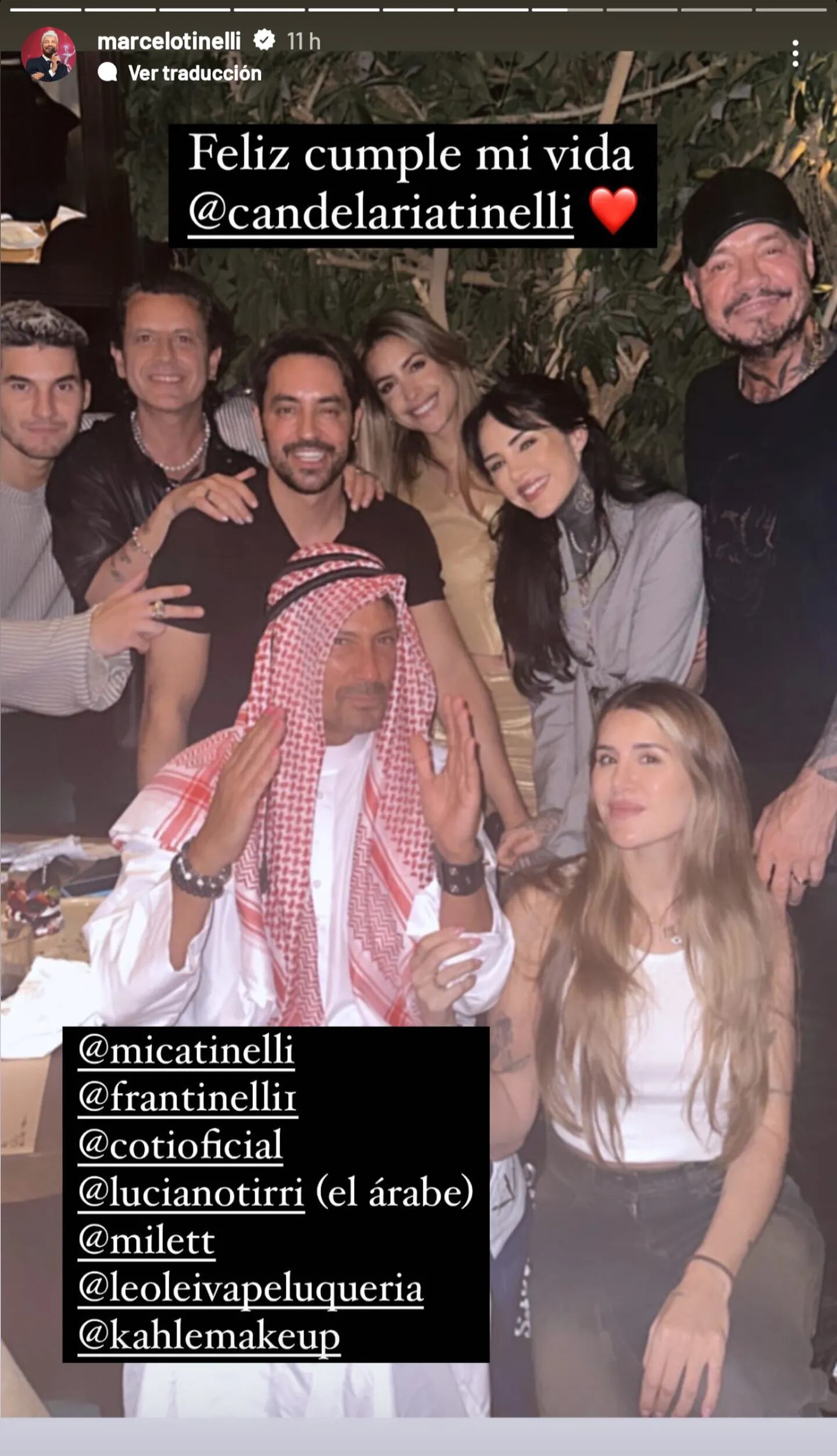 Marcelo Tinelli y Millet Figueroa en una cena familiar