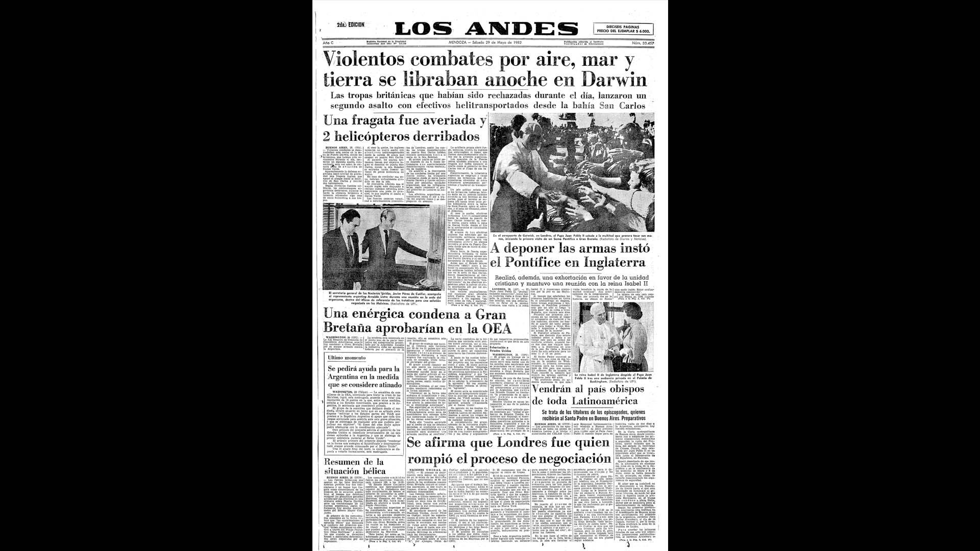 Un recorrido día a día por las portadas del medio más importante de Mendoza, para conocer el pulso diario de la guerra que enluteció a todo el país.