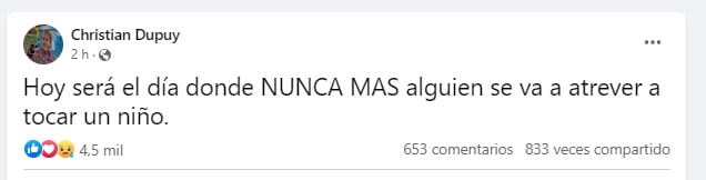 El mensaje del padre de Lucio Dupuy antes de la sentencia por el crimen (Facebook)