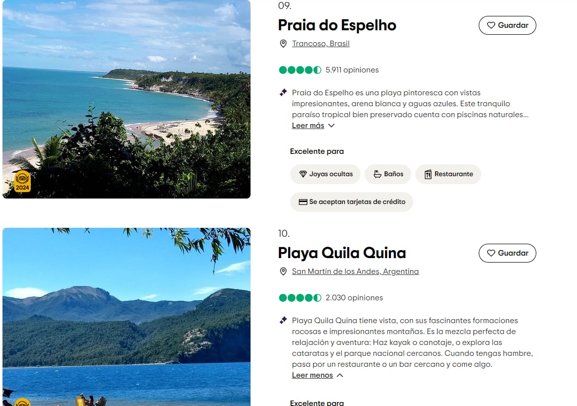 Ranking de TripAdvisor: premios Traveller's Choice