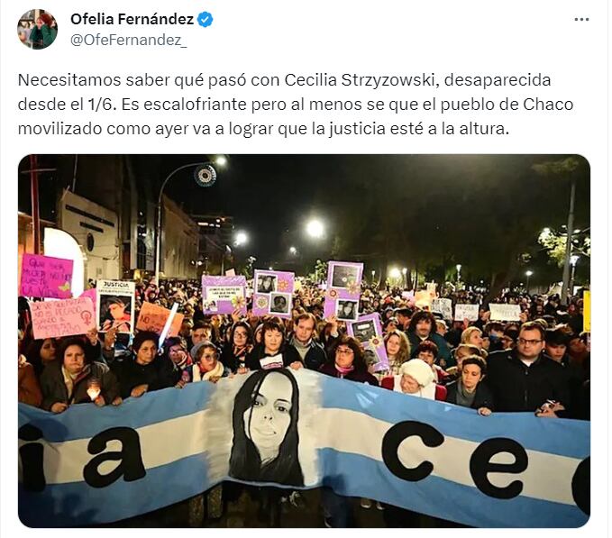 Dirigentes políticos y funcionarios acompañaron el pedido de justicia por Cecilia - Twitter