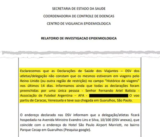 El documento de Anvisa publicado por O Globo.