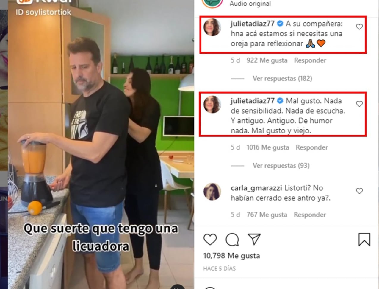 Los comentarios de Julieta Díaz.