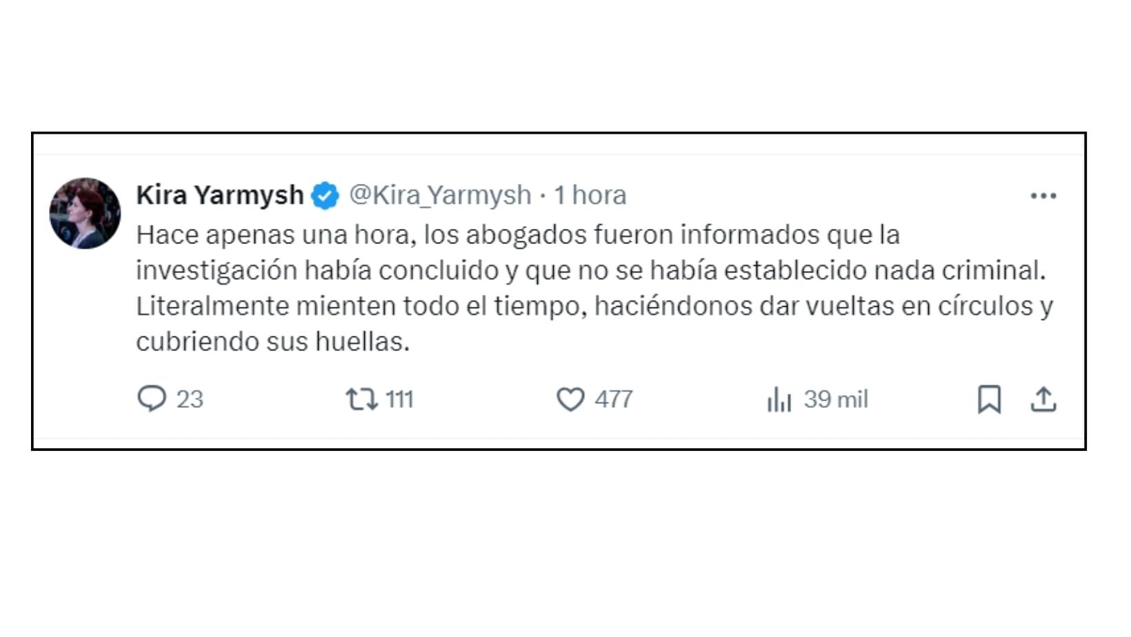 Crece la incertidumbre sobre las causas de muerte del opositor ruso ( Kira Yarmysh:X)