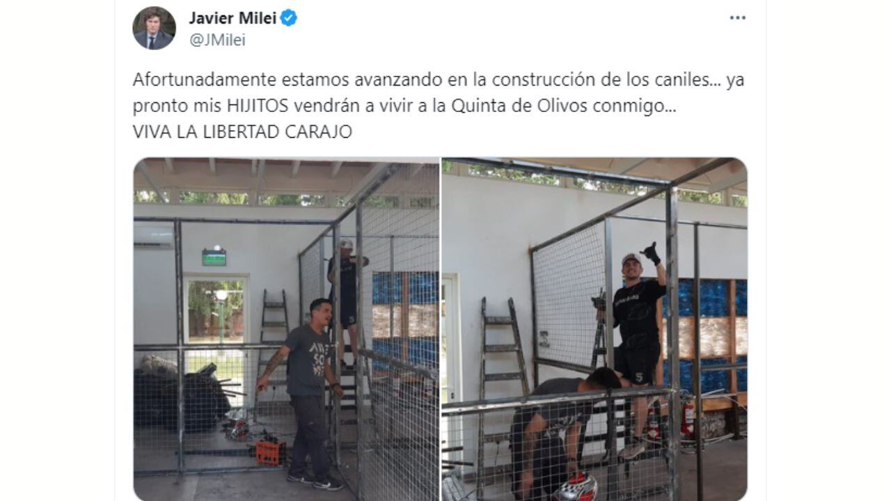 En Olivos hubo que construir caniles para los perros de Milei