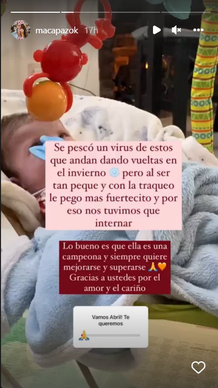 La actriz Macarena Paz contó por qué debió ser internada su hija