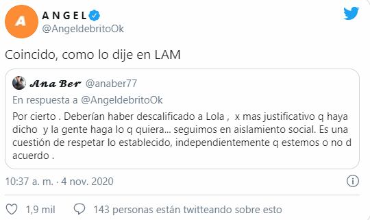 La respuesta de Ángel de Brito a un seguidor por el caso Lola Latorre