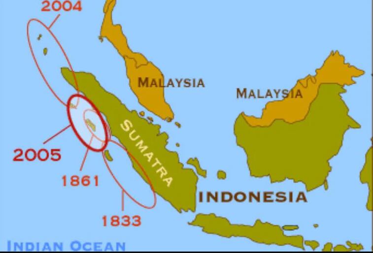 Mapa de epicentros de los terremotos.