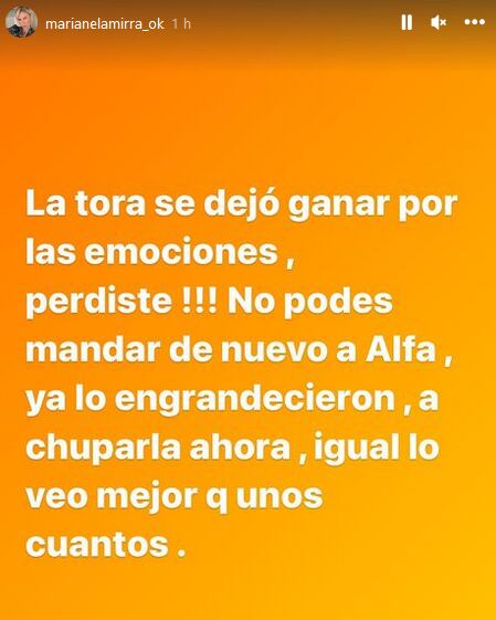 Marianela Mirra y su otro posteo sobre La Tora.