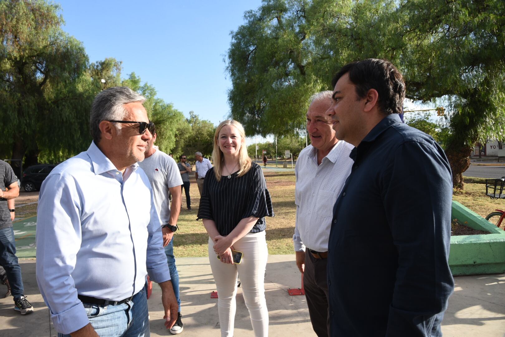 Alfredo Cornejo, Hebe Casado y Francisco Lo Presti. Prensa Gobierno.