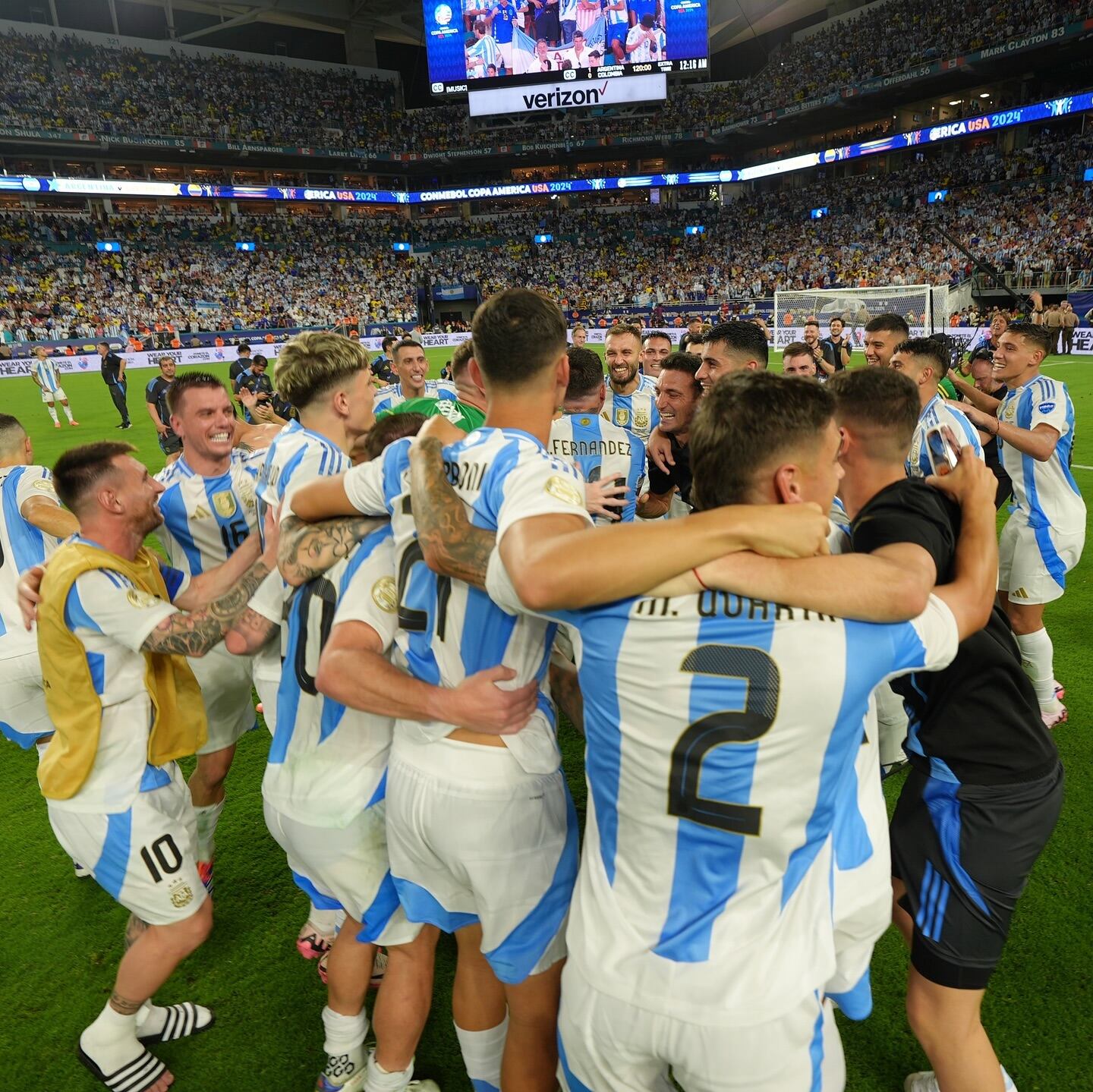 El festejo de la Selección Argentina, bicampeona de la Copa América en 2024.