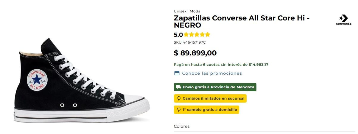 En contraste, en Argentina, el precio en la tienda oficial de City Sneakers alcanza los $89.899.