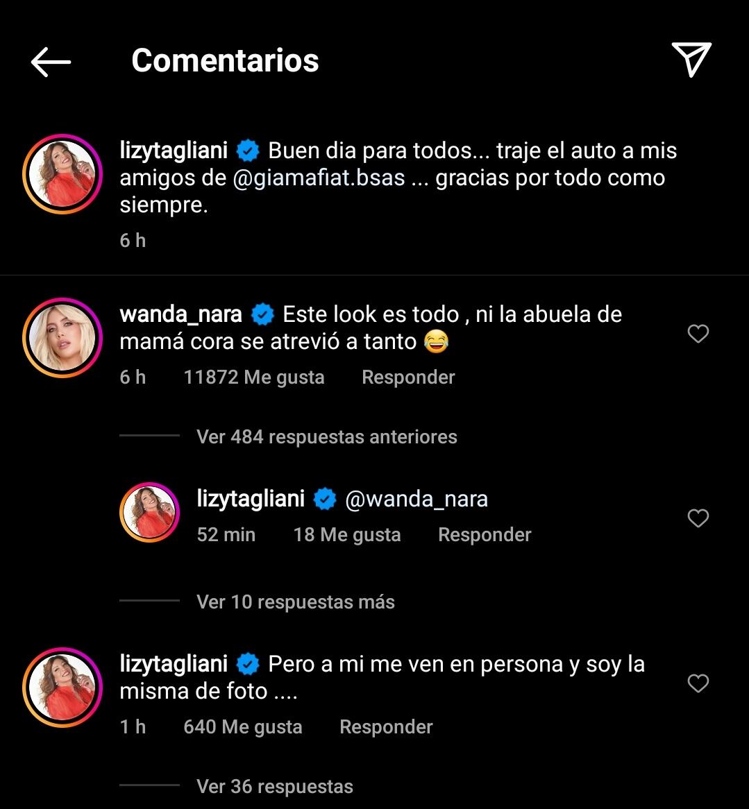 La picante respuesta de Lizy a Wanda Nara por el comentario de su look