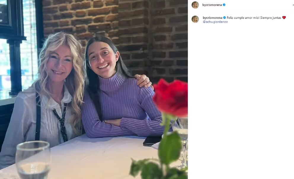 El saludo de Cris Morena. Gentileza: Instagram @bycrismorena.