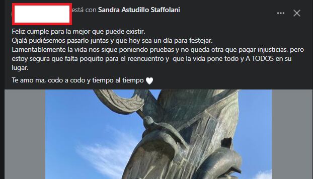 El sentido saludo de cumpleaños de la hija de la mujer detenida por los abusos de Cacho Garay: “La vida pone a todos en su lugar”. Foto: Captura Facebook