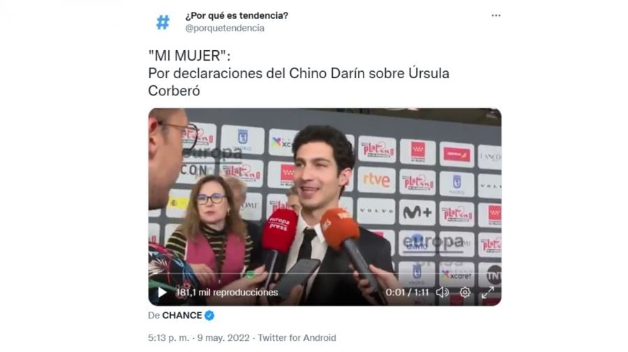 El Chino Darín y sus dichos para con Úrsula Corberó