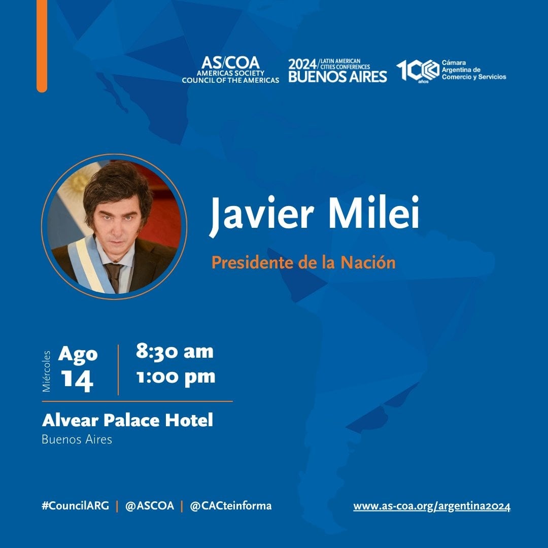 El presidente Javier Milei cerrará la 2024 Latin American Cities Conferences en Buenos Aires, el 14 de agosto.