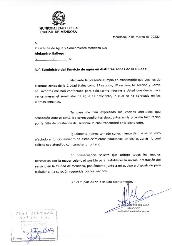 Se suma a reclamos de los vecinos que solicitan se considere la prestación inadecuada y piden que se mejore