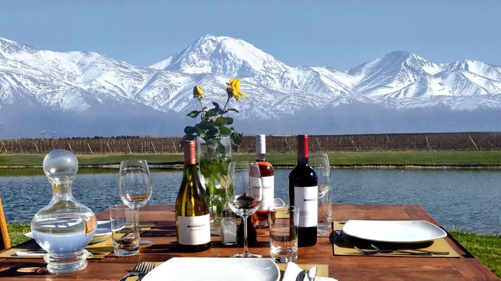 La vista de los almuerzos en Domaine Bousquet. 