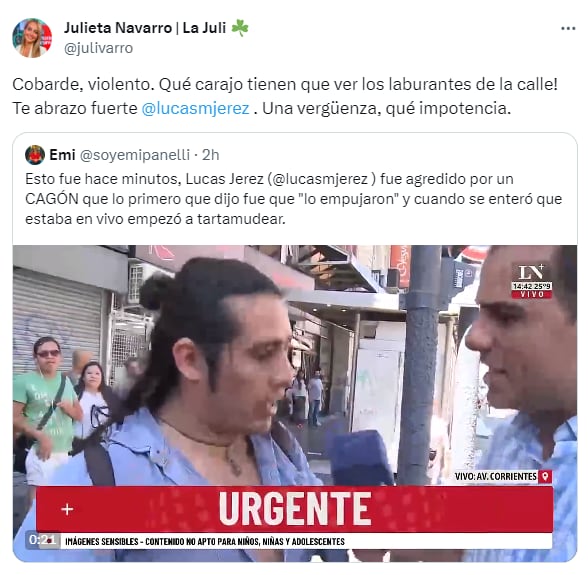 Periodista de Mendoza y de medios nacionales se solidarizaron con Lucas Jerez - X