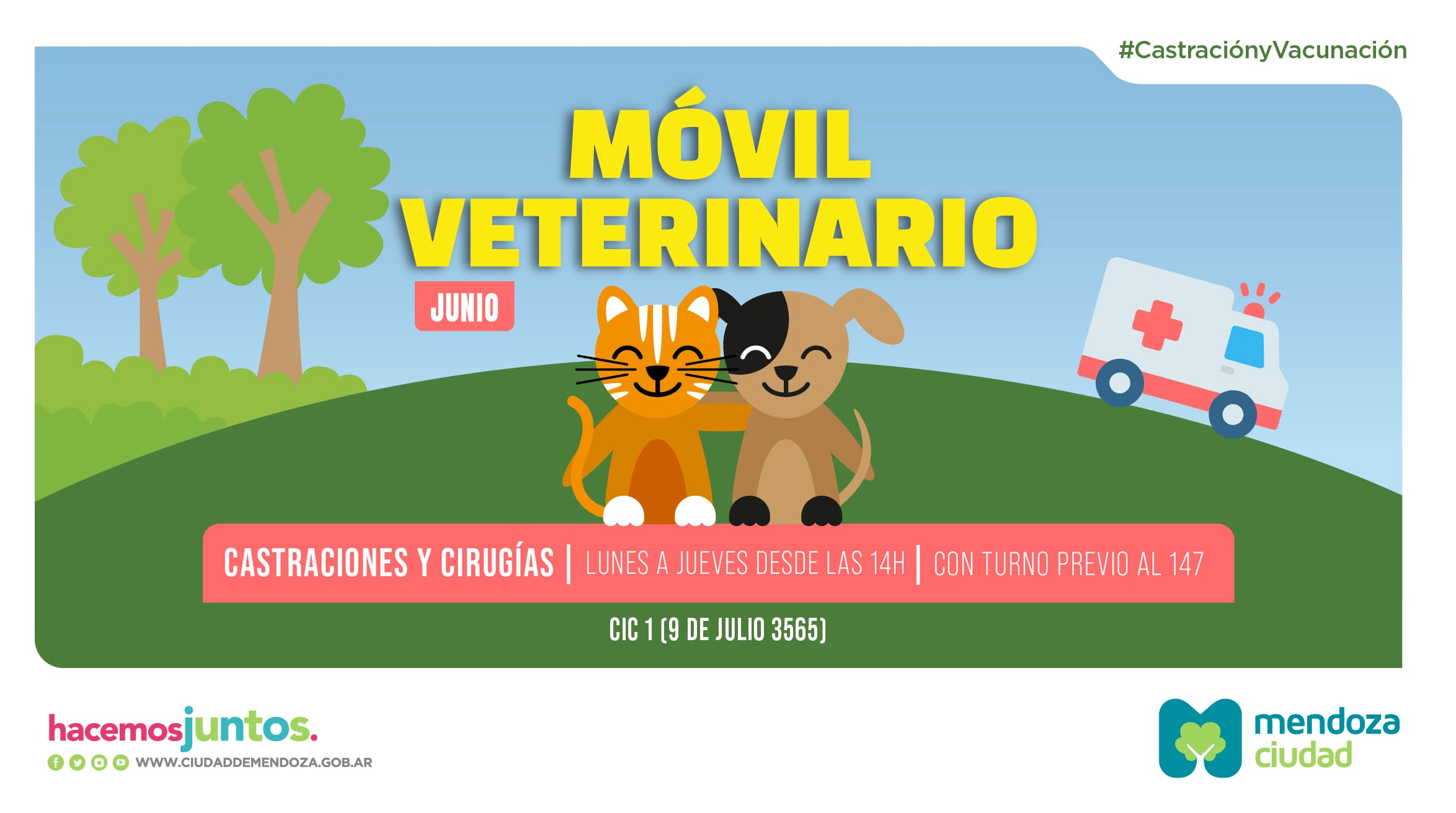 Atención del Móvil Veterinario de la Ciudad en junio.