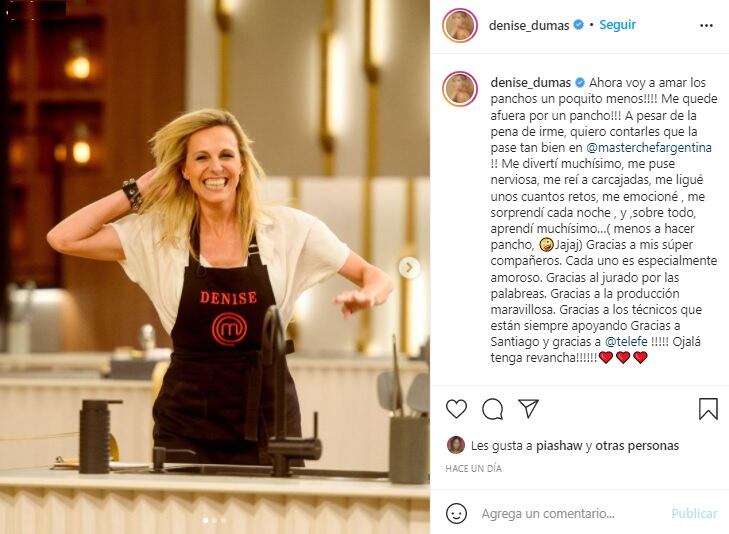 Denis Dumas se mostró enojada por su eliminación de "Masterchef Celebrity 3"