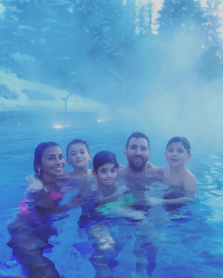 Anto Roccuzzo y Lio Messi disfrutaron de los Alpes Suizos.