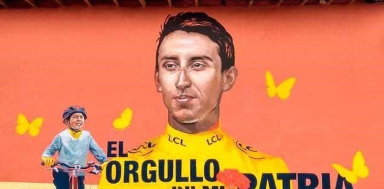 Cuando Egan Bernal ganó el Tour de Francia en 2019, los fanáticos pintaron un mural en el que incluyeron al pequeño Julián.