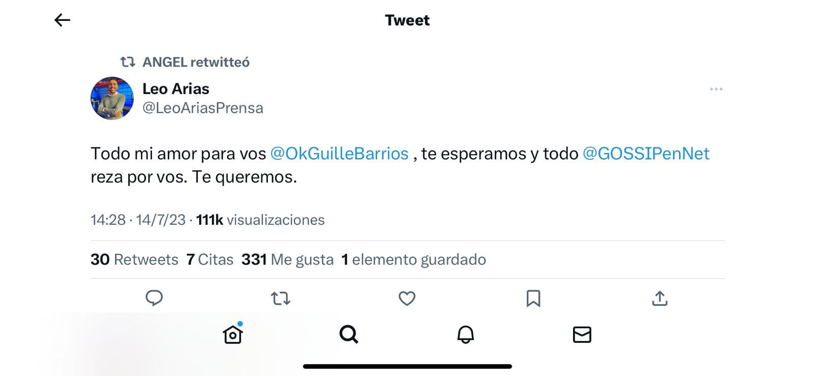 Preocupa la salud de Guillermo Barrios.