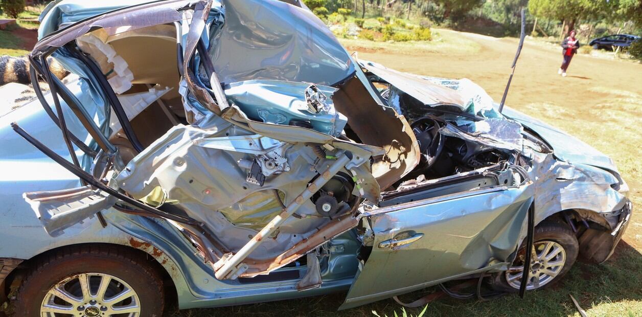 Así quedó el auto que manejaba Kelvin Kiptum en Kenia. Foto: Clarín