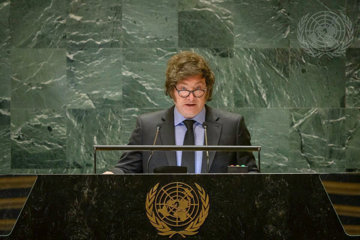 El presidente Javier Milei en la 79° Cumbre de la ONU en Nueva York. Foto: ONU / NA