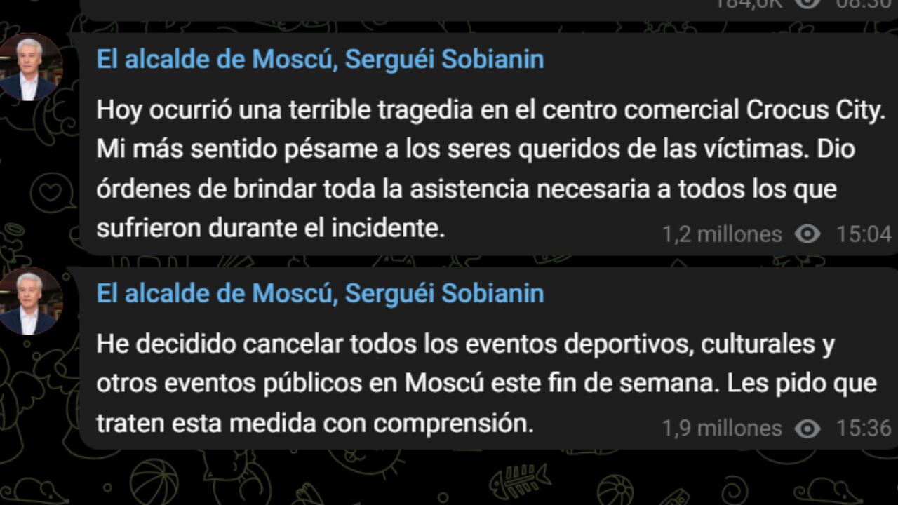 El alcalde de Moscú, Serguéi Sobianin, canceló las actividades en Moscú,