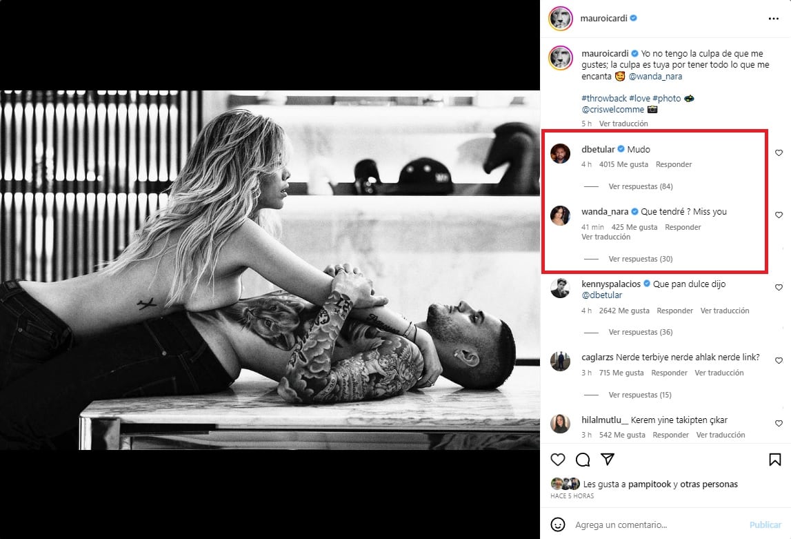 Mauro Icardi subió una foto picante con Wanda Nara.