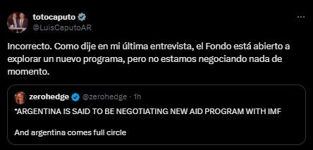 Argentina no está negociando un nuevo acuerdo con el FMI