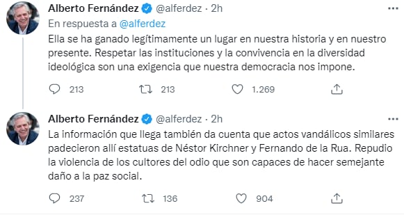 El mensaje de Alberto Fernández en Twitter.