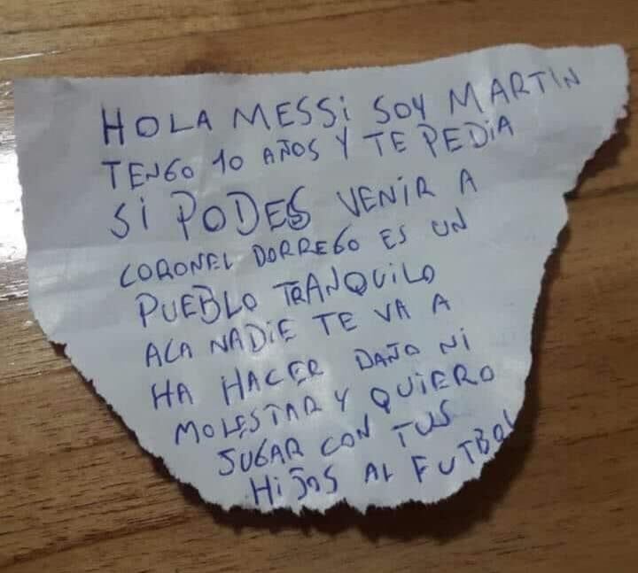 La emotiva carta de un nene que invita a Messi a vivir en su pequeña localidad en el sur de la provincia de Buenos Aires.