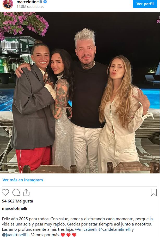 Marcelo Tinelli empezó Año Nuevo con sus hijos