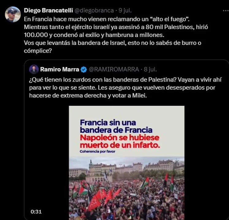 La polémica respuesta de Brancatelli en un post de Ramiro Marra.