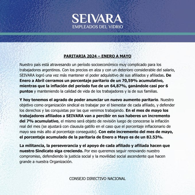 El comunicado de SEIVARA. Imagen: X / @seivaraoficial