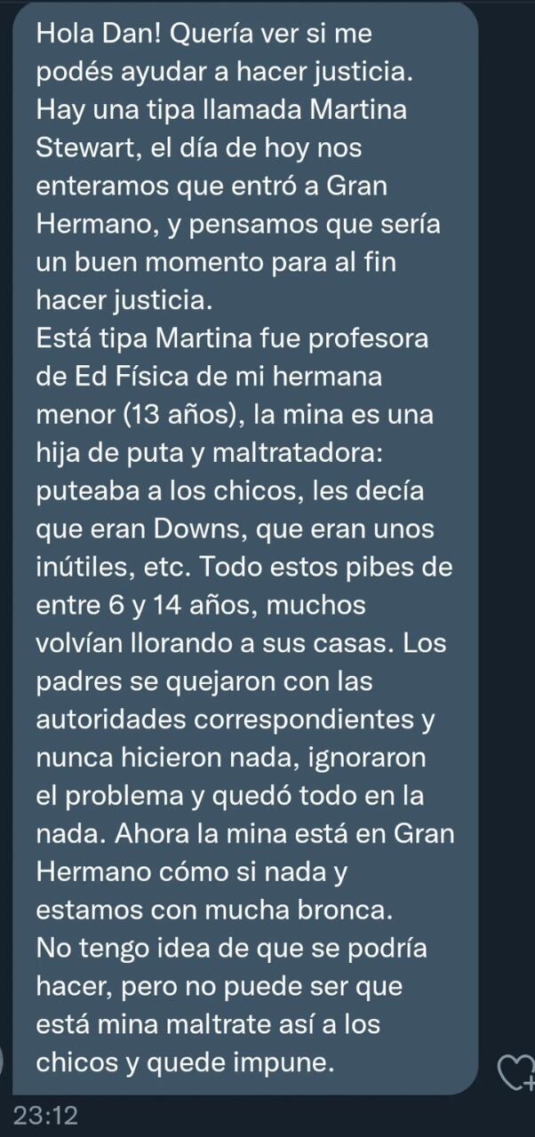 Acusan a Martina de Gran Hermano de violenta.