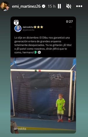 El Dibu compartió el video en sus historias de Instagram. Foto: captura de pantalla.