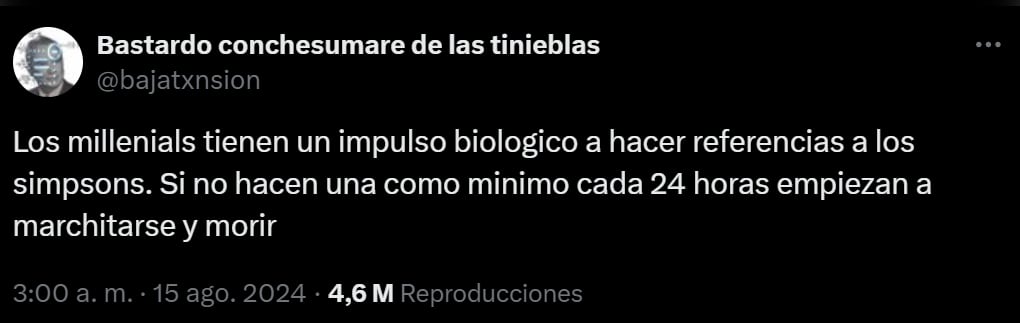 Entre las miles citas que se hicieron al comentario inicial hay una que grafica bastante bien la relación que tiene esta generación y la serie animada que se estrenó en 1987.