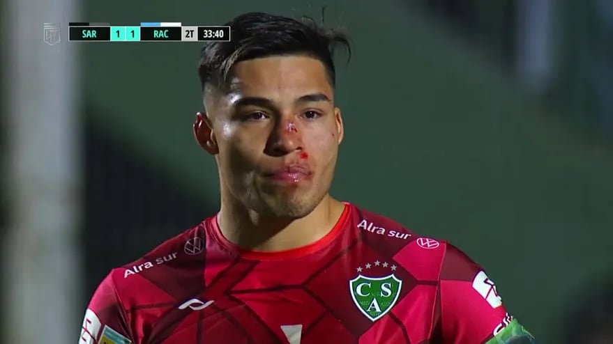 El golpe de Meza tras el gol de Copetti, en el empate de Sarmiento ante Racing