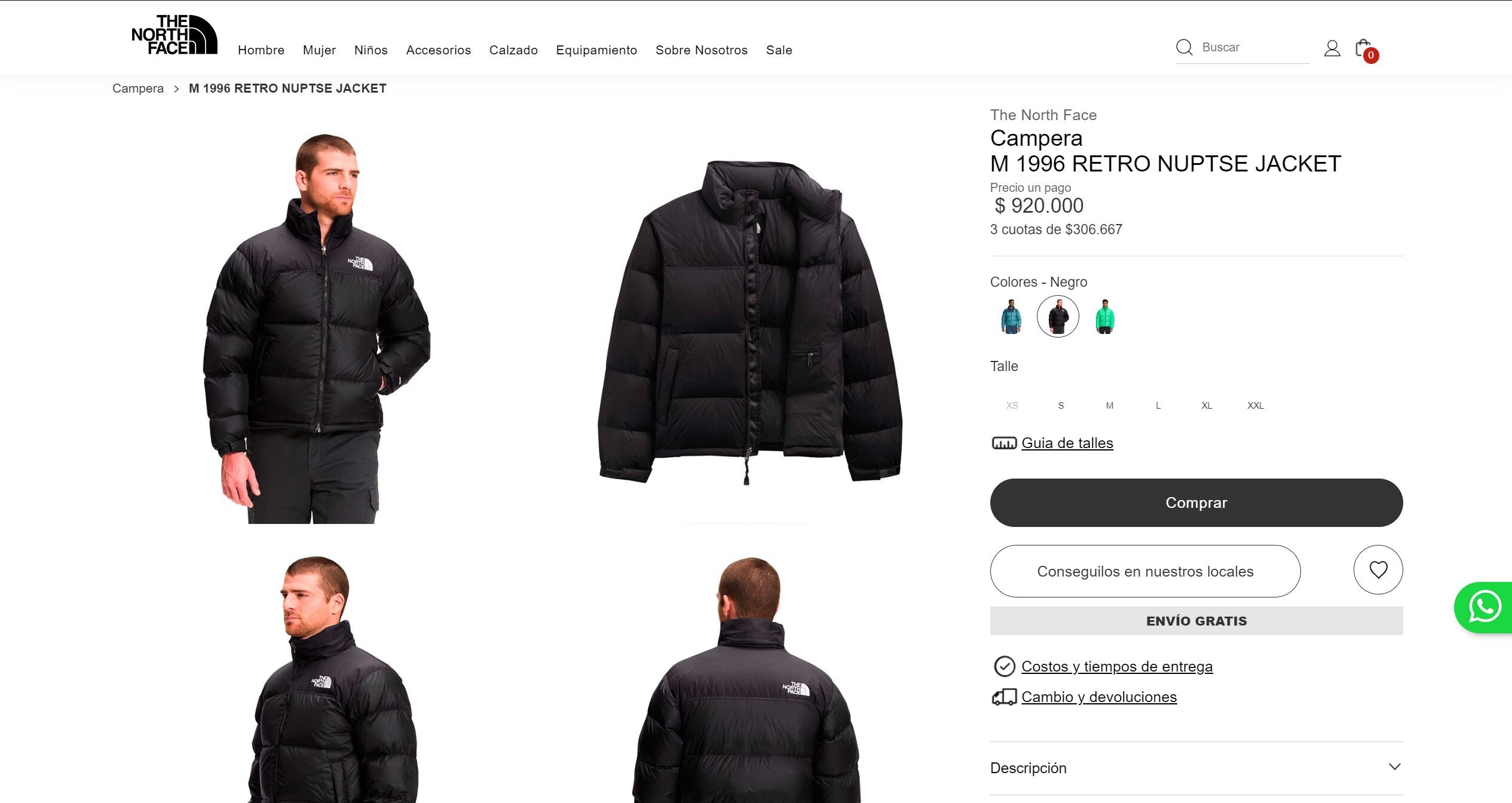 Campera The North Face para hombre en Argentina.