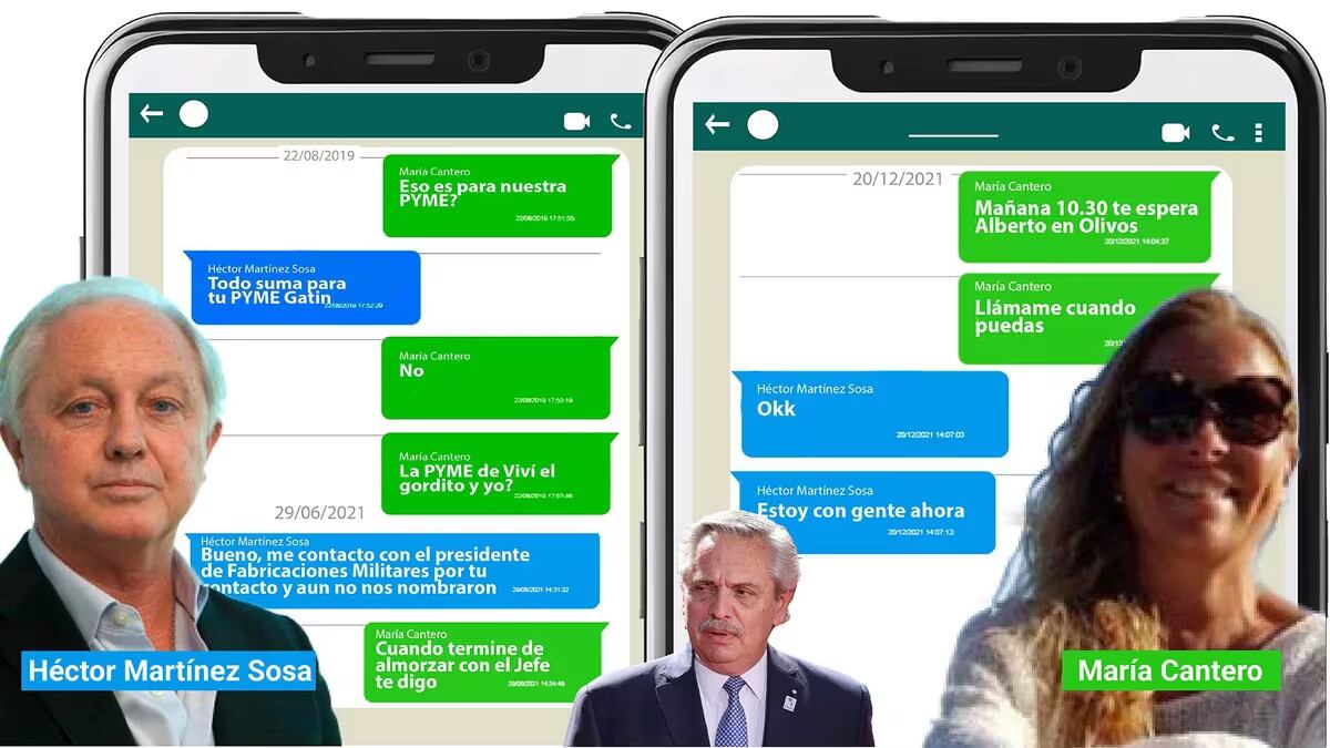 Infobae accedió a los chats entre la secretaria de Alberto Fernández y su esposo, broker de seguros. (Infobae)