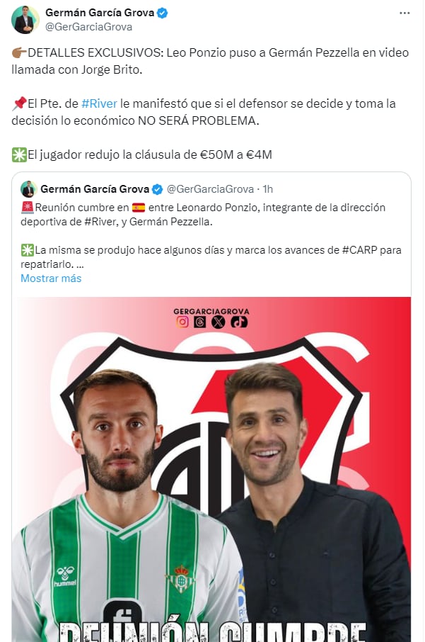 Germán Pezzella estaría cerca de volver a River