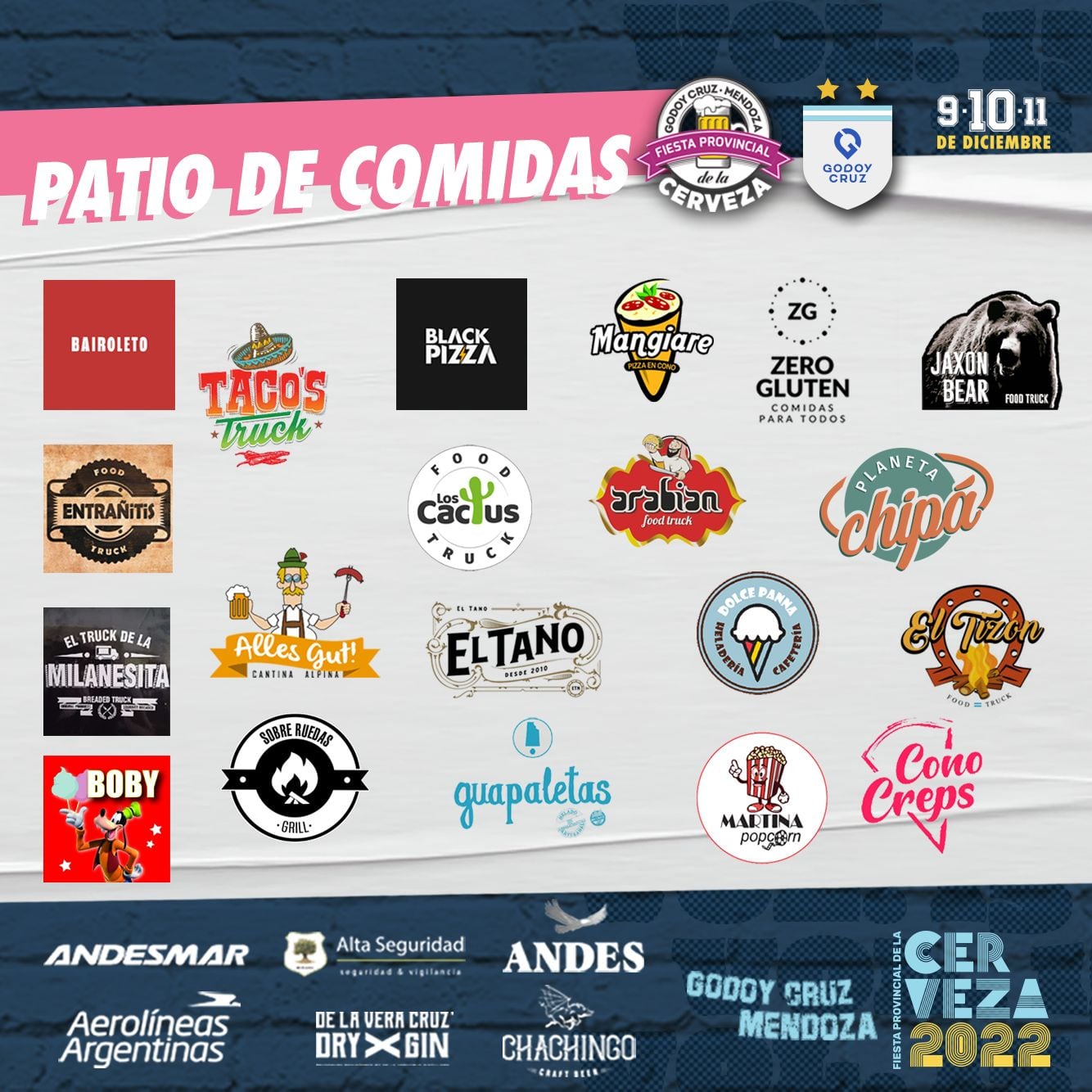 Marcas que estarán en el patio cervecero de la Fiesta de la Cerveza 2022 en Godoy Cruz